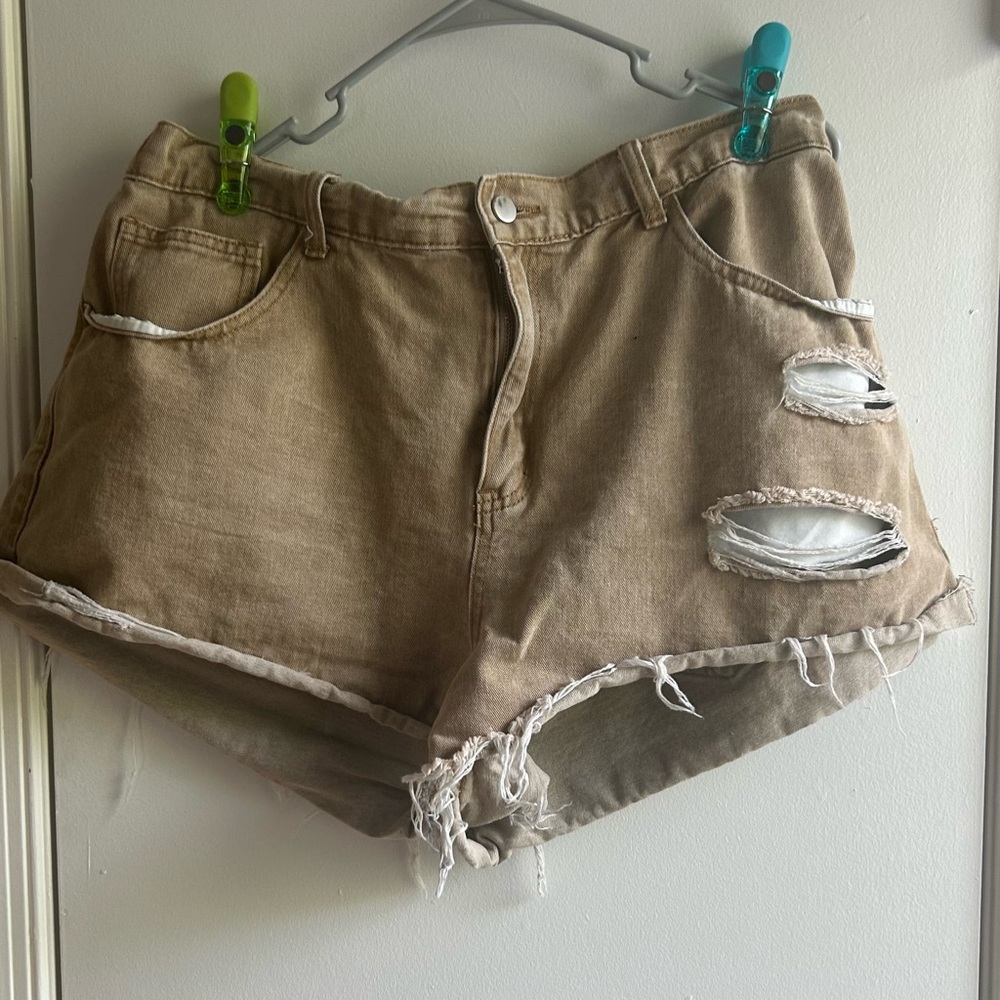 Distressed Khaki Shorts